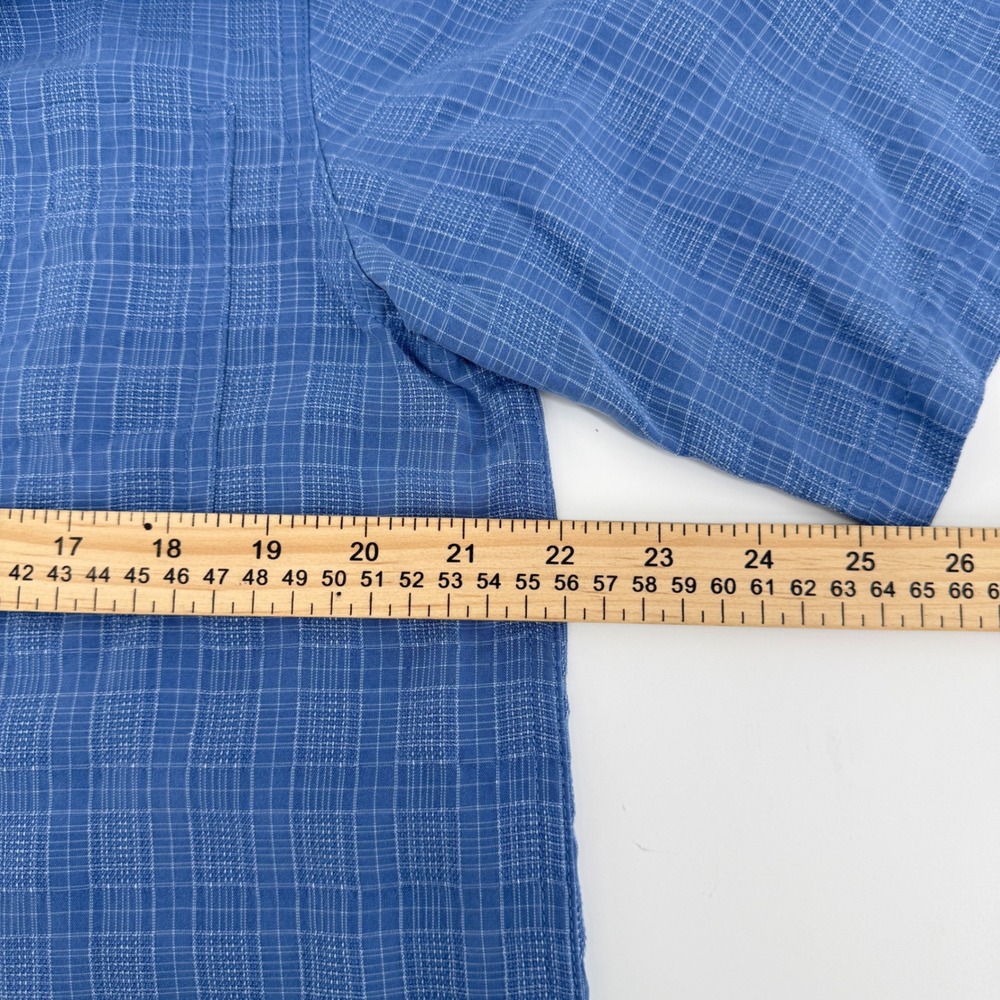 Royal Robbins Mens Blue Grid Textured Short Sleeve Button Down Shirt M Relaxed - Picture 10 of 12